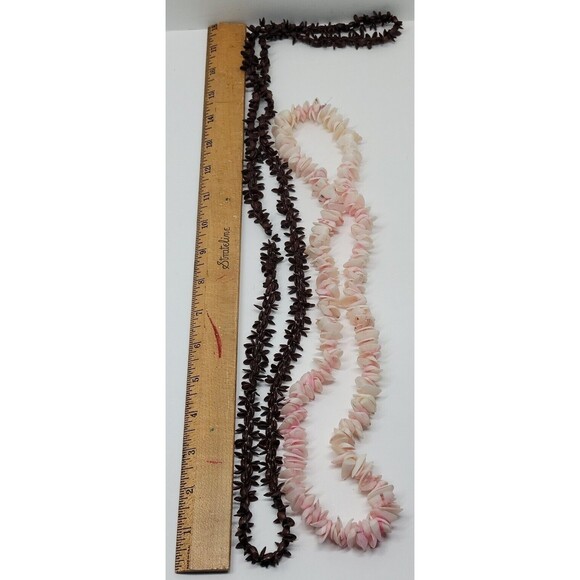 5 Vtg Wood & Seashell Tropical Fashion Beaded Necklace lot Handmade Layered Boho - Picture 11 of 15